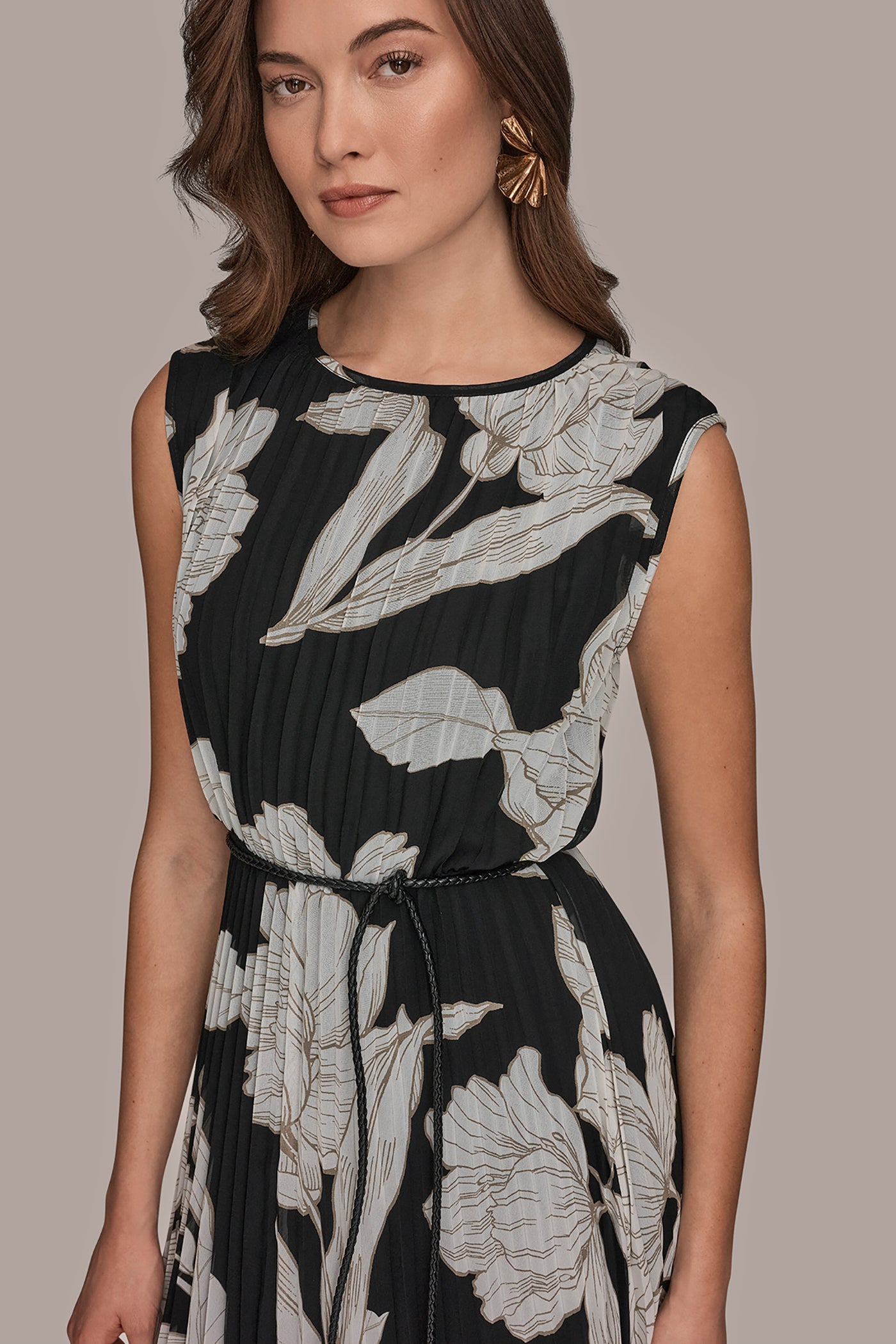 Donna Karan | CHIFFON FLORAL MIDI A-LINE DRESS