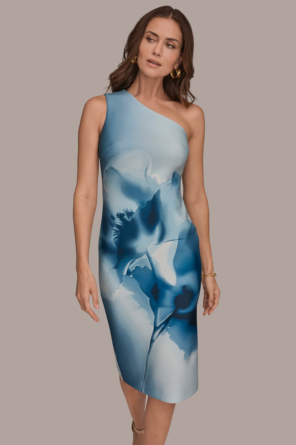 Donna Karan | FLORAL ONE-SHOULDER SHEATH DRESS