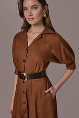 Donna Karan | LINEN-BLEND MIDI SHIRT DRESS