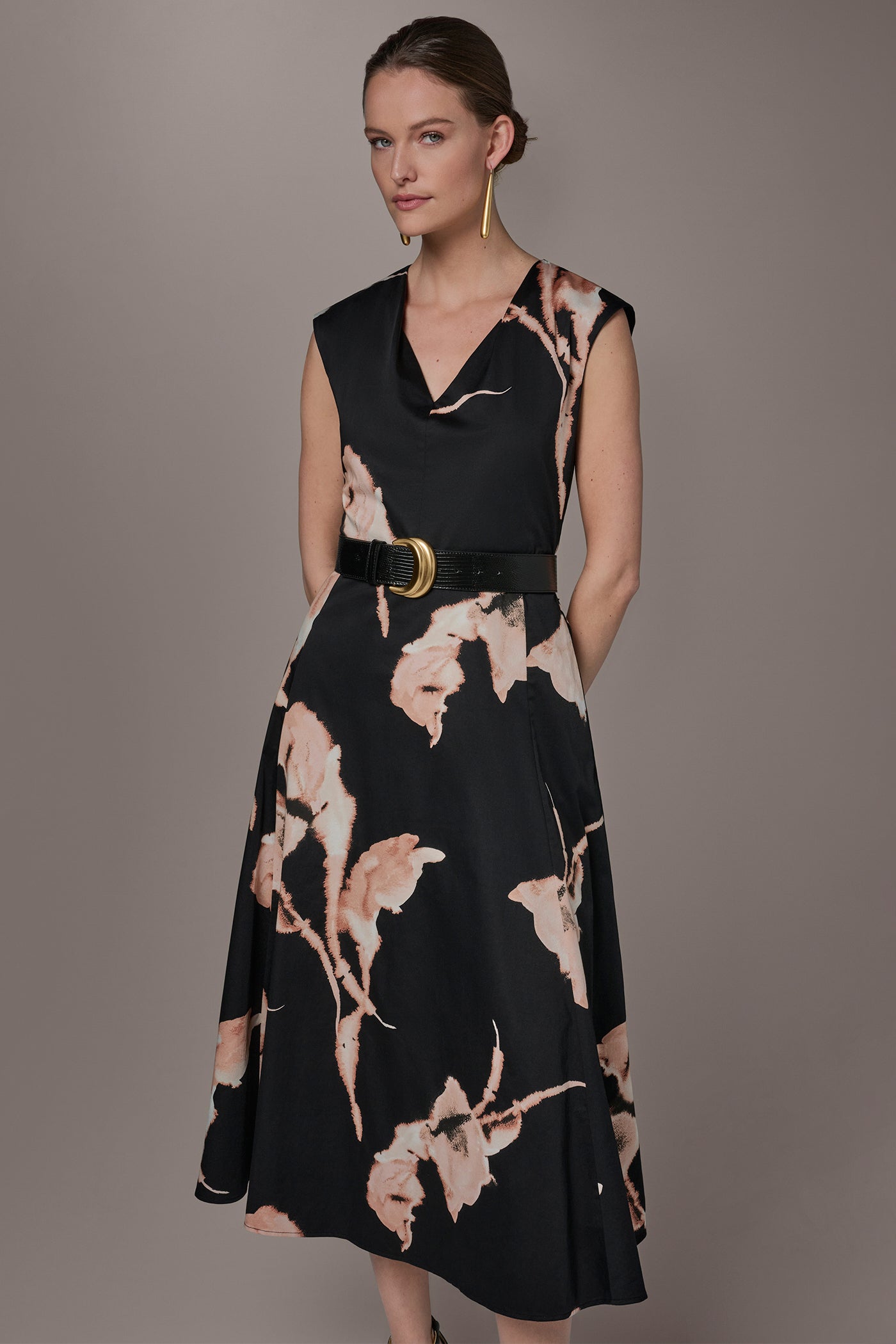 Donna Karan | COTTON-SATEEN FLORAL MIDI DRESS