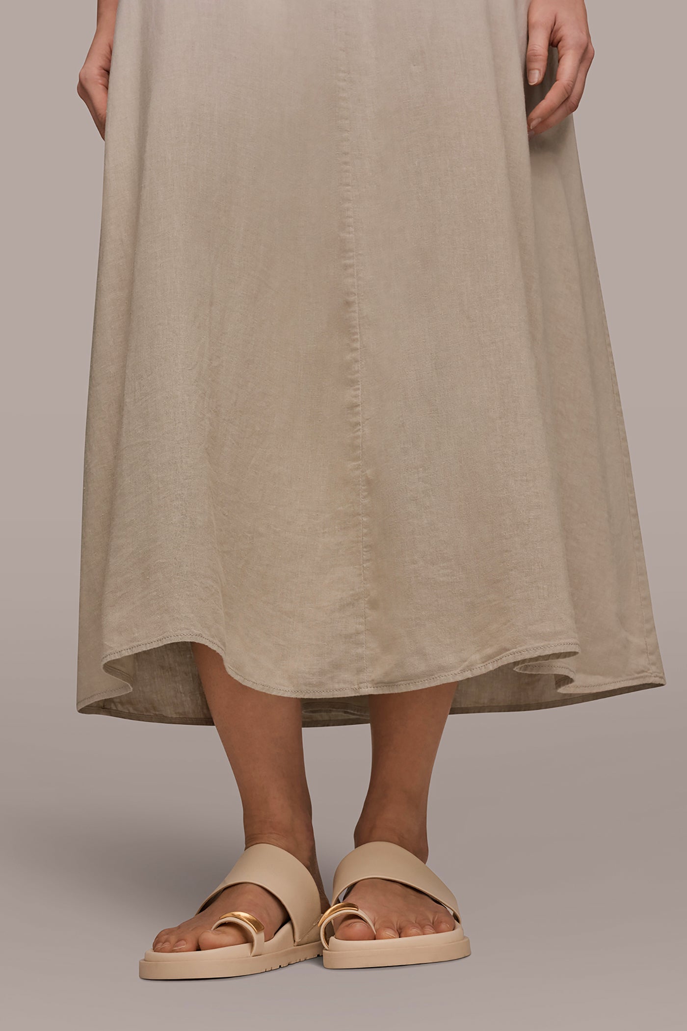 Donna Karan | LINEN-BLEND SLEEVELESS OMBRÉ TWIST-BACK MIDI HALTER DRESS
