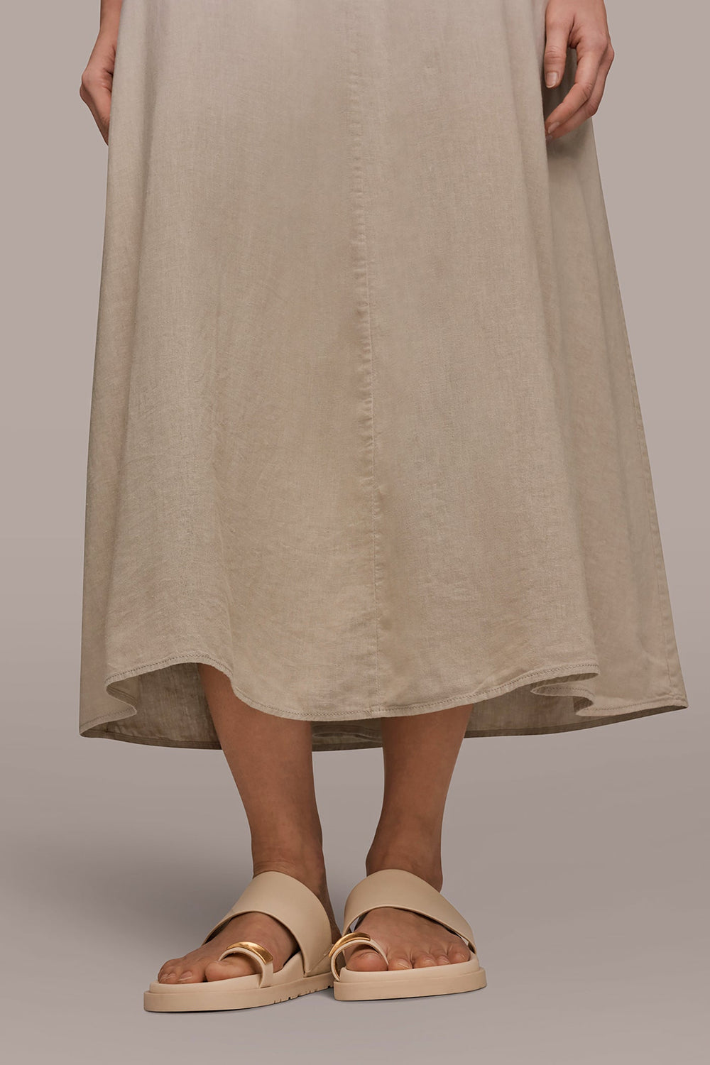 Donna Karan | LINEN-BLEND SLEEVELESS OMBRÉ TWIST-BACK MIDI HALTER DRESS