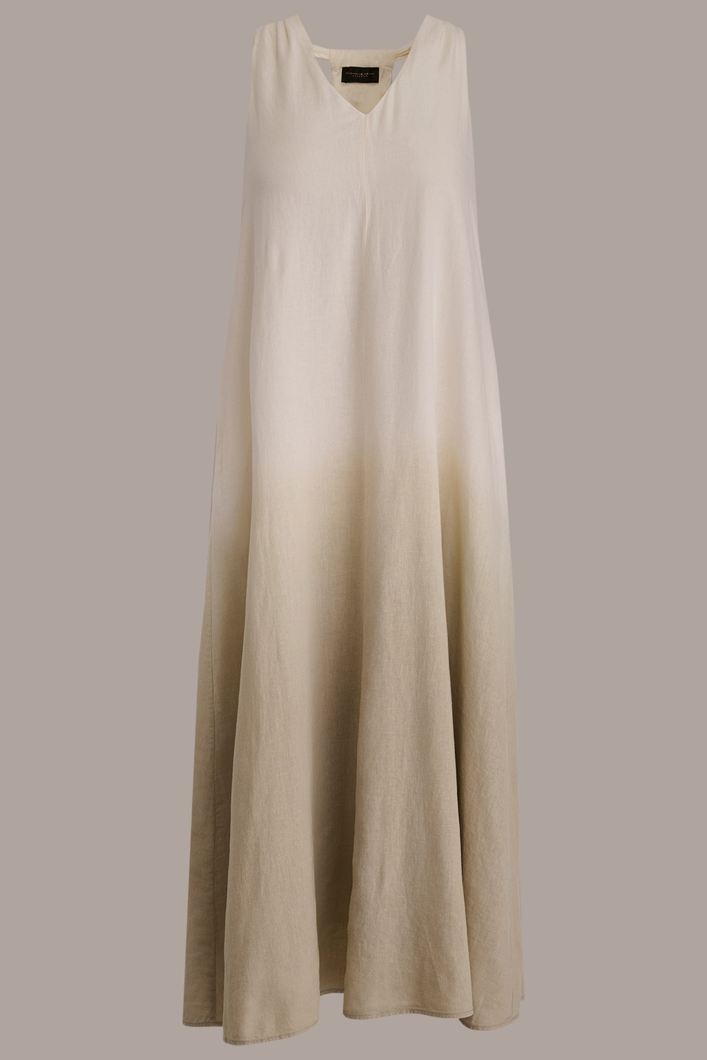 Donna Karan | LINEN-BLEND SLEEVELESS OMBRÉ TWIST-BACK MIDI HALTER DRESS
