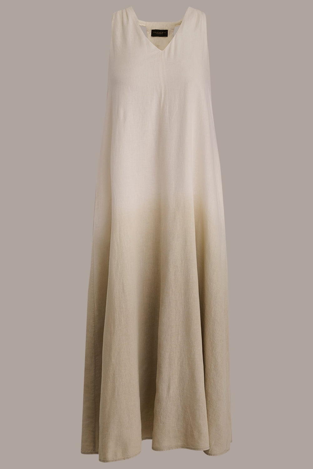Donna Karan | LINEN-BLEND SLEEVELESS OMBRÉ TWIST-BACK MIDI HALTER DRESS