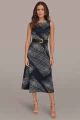 Donna Karan | SLEEVELESS PRINTED A-LINE DRESS