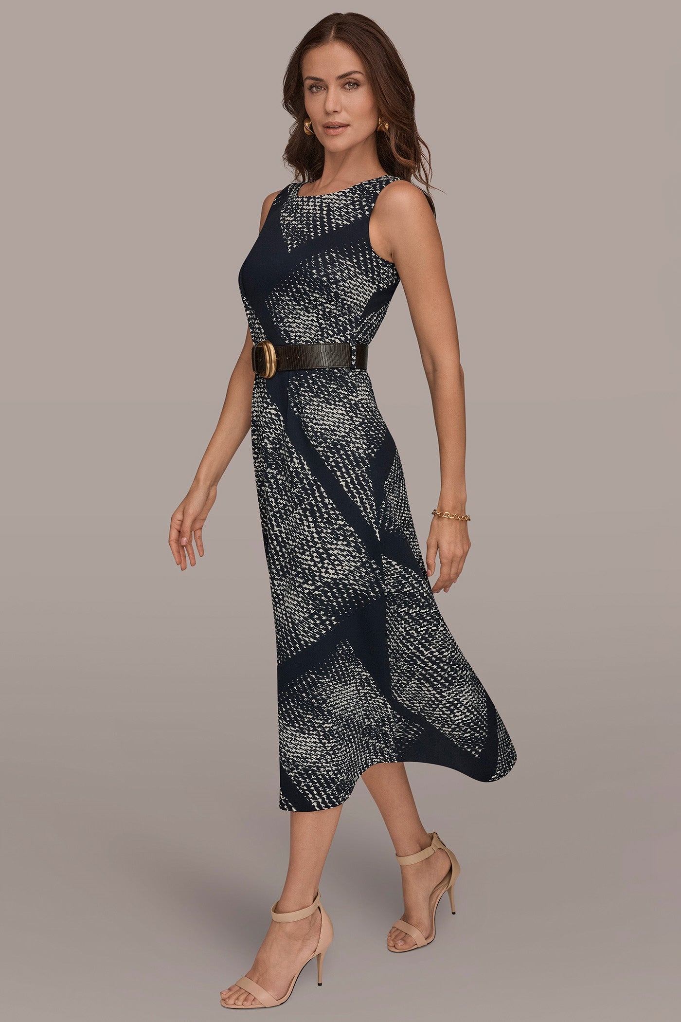 Donna Karan | SLEEVELESS PRINTED A-LINE DRESS