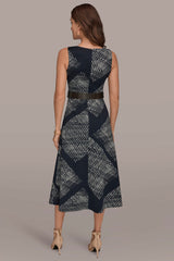 Donna Karan | SLEEVELESS PRINTED A-LINE DRESS