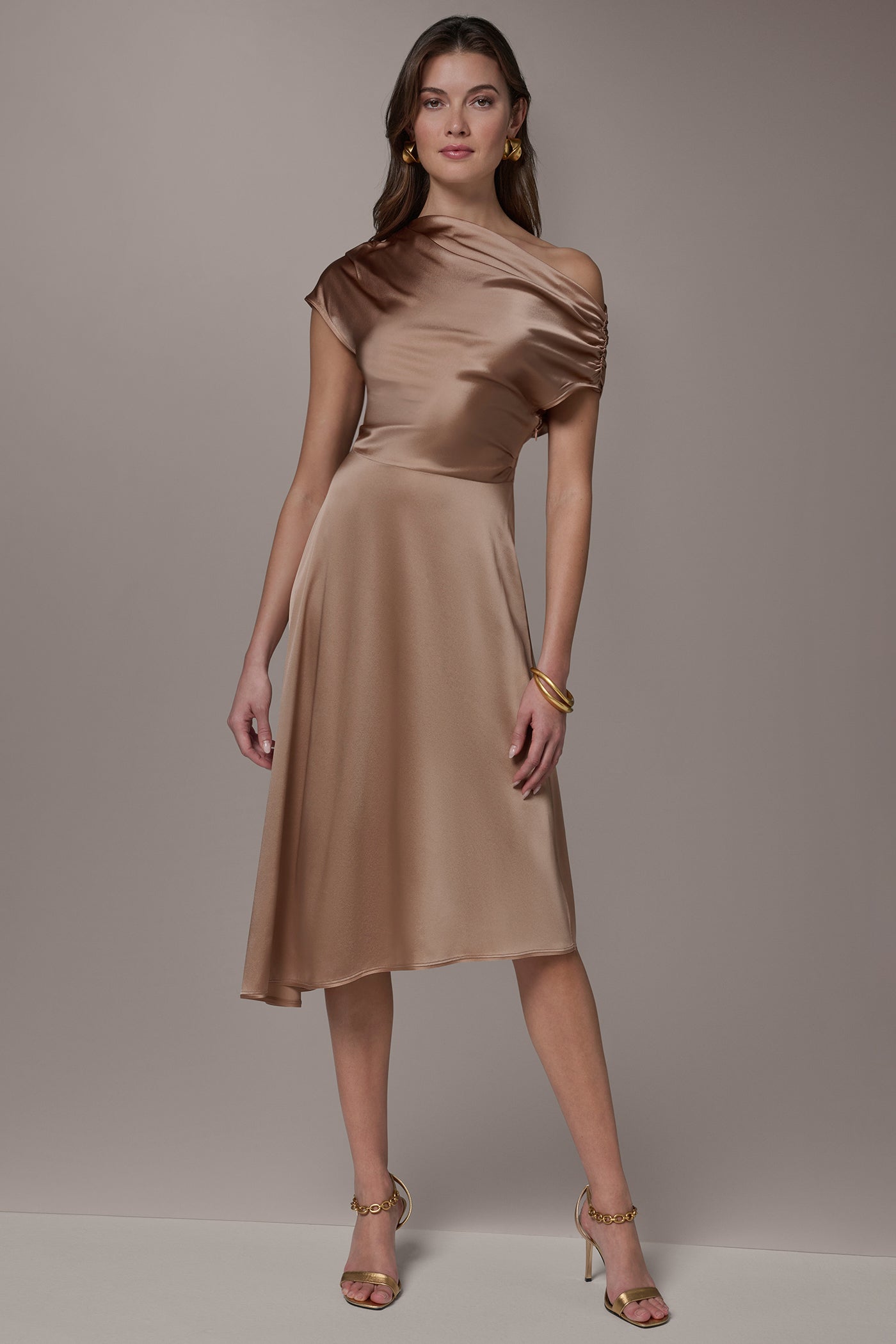 Donna Karan | SILK-CHARMEUSE MIDI A-LINE DRESS