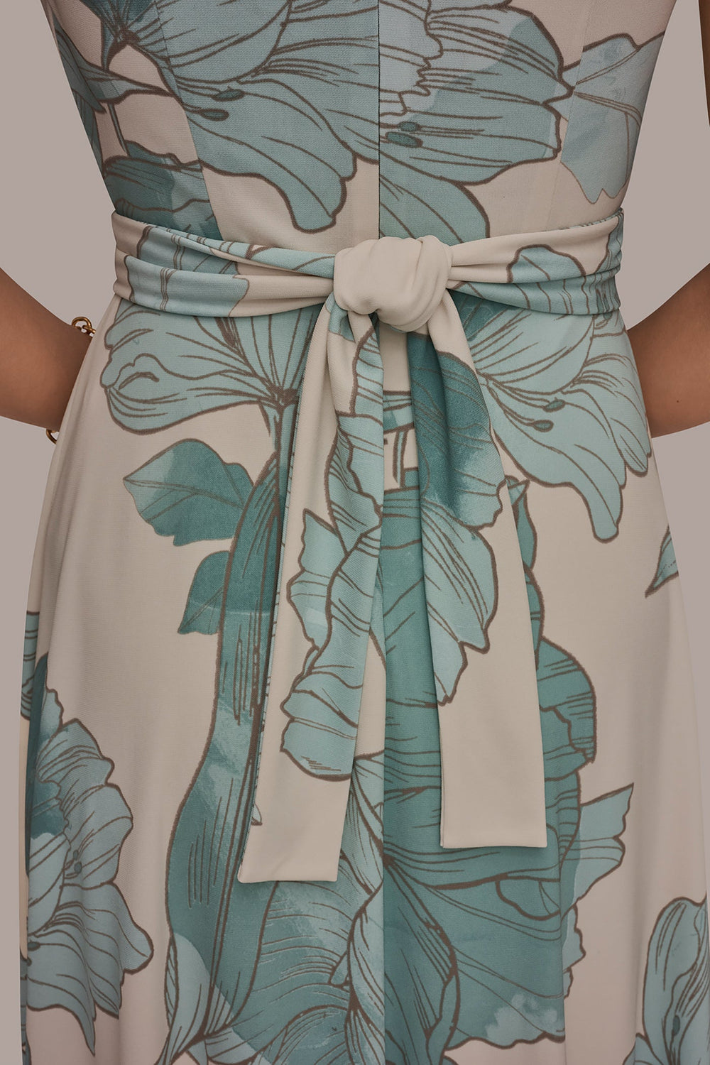 Donna Karan | SLEEVELESS FLORAL GATHERED MIDI A-LINE DRESS