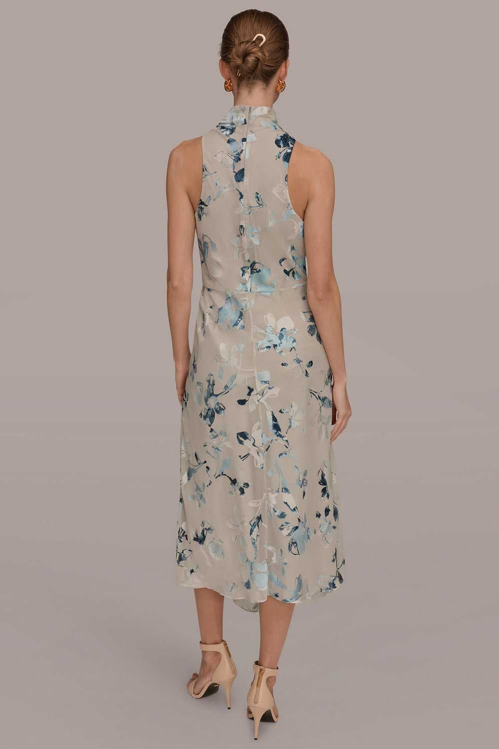 Donna Karan | FLORAL BURNOUT MIDI A-LINE DRESS