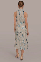 Donna Karan | FLORAL BURNOUT MIDI A-LINE DRESS