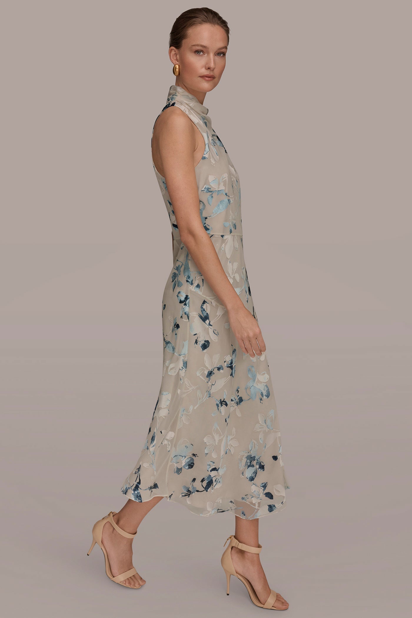 Donna Karan | FLORAL BURNOUT MIDI A-LINE DRESS