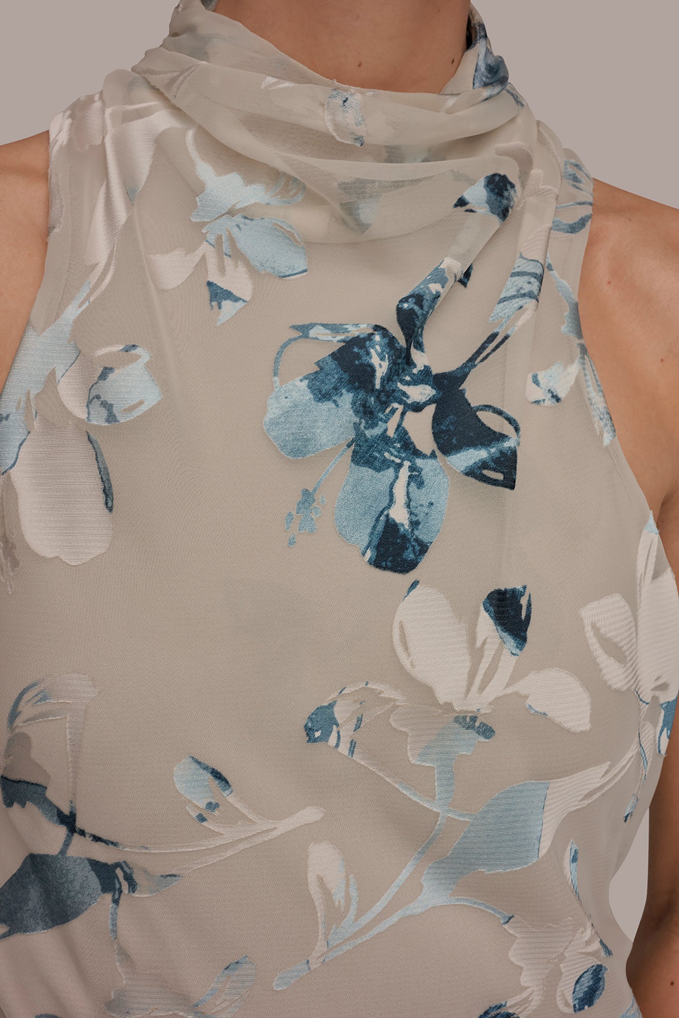 Donna Karan | FLORAL BURNOUT MIDI A-LINE DRESS