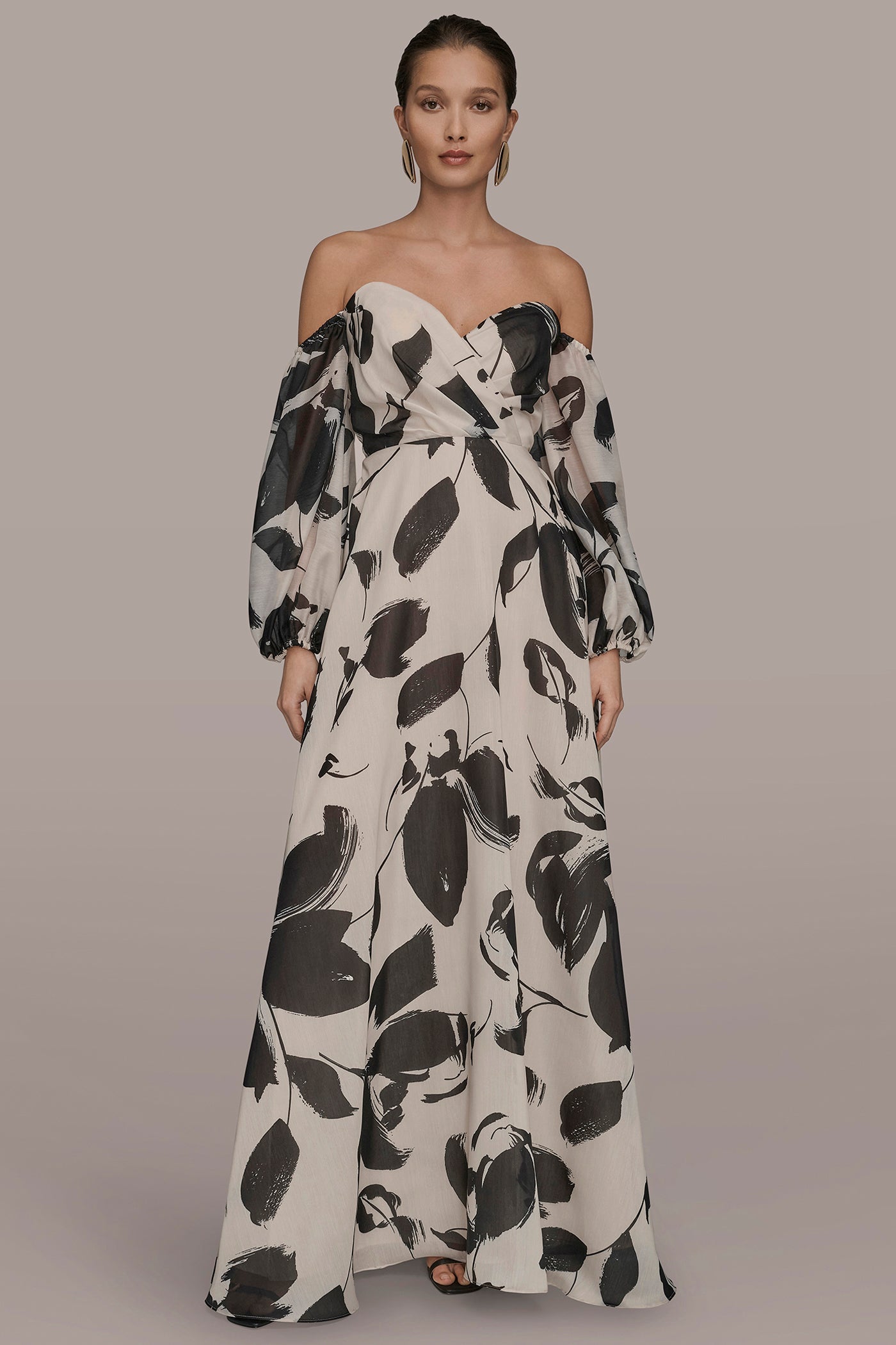 Donna Karan | ORGANZA OFF-THE-SHOULDER FLORAL GOWN