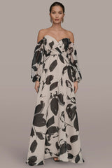 Donna Karan | ORGANZA OFF-THE-SHOULDER FLORAL GOWN