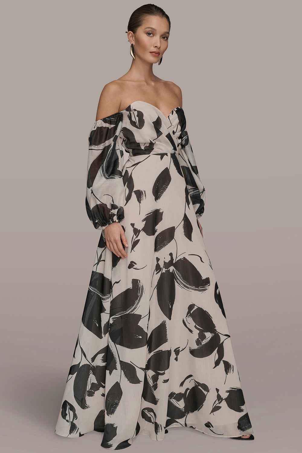 Donna Karan | ORGANZA OFF-THE-SHOULDER FLORAL GOWN