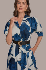 Donna Karan | COTTON-SATEEN FLORAL MIDI SHIRT DRESS