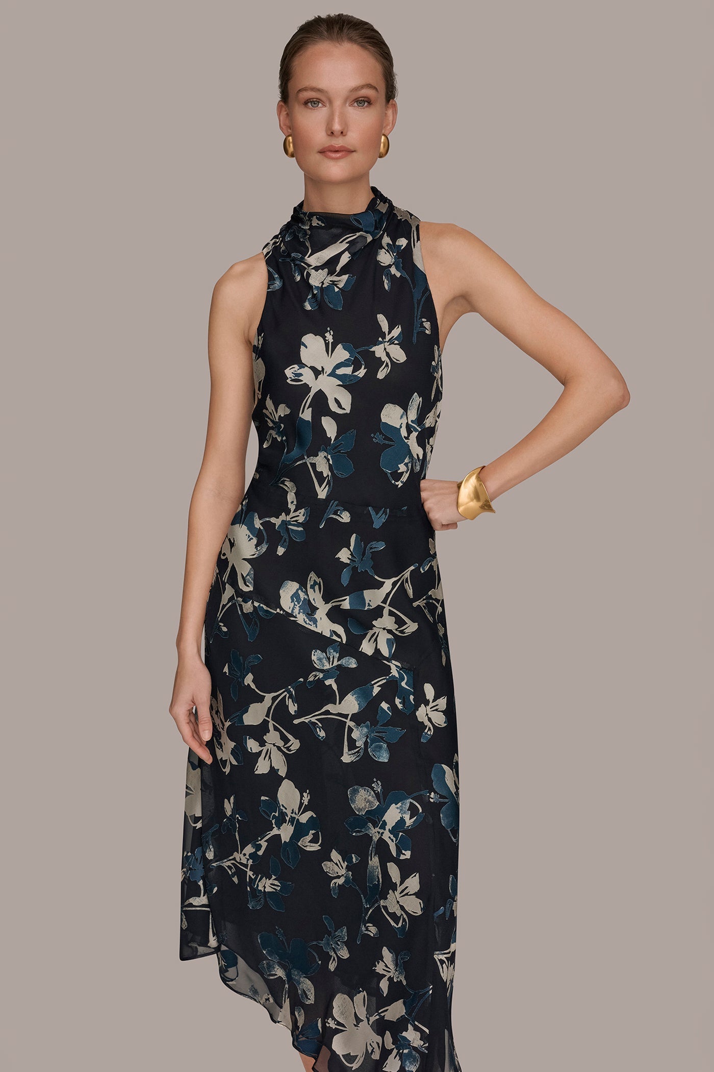 Donna Karan | BURNOUT HIGH-NECK DRESS