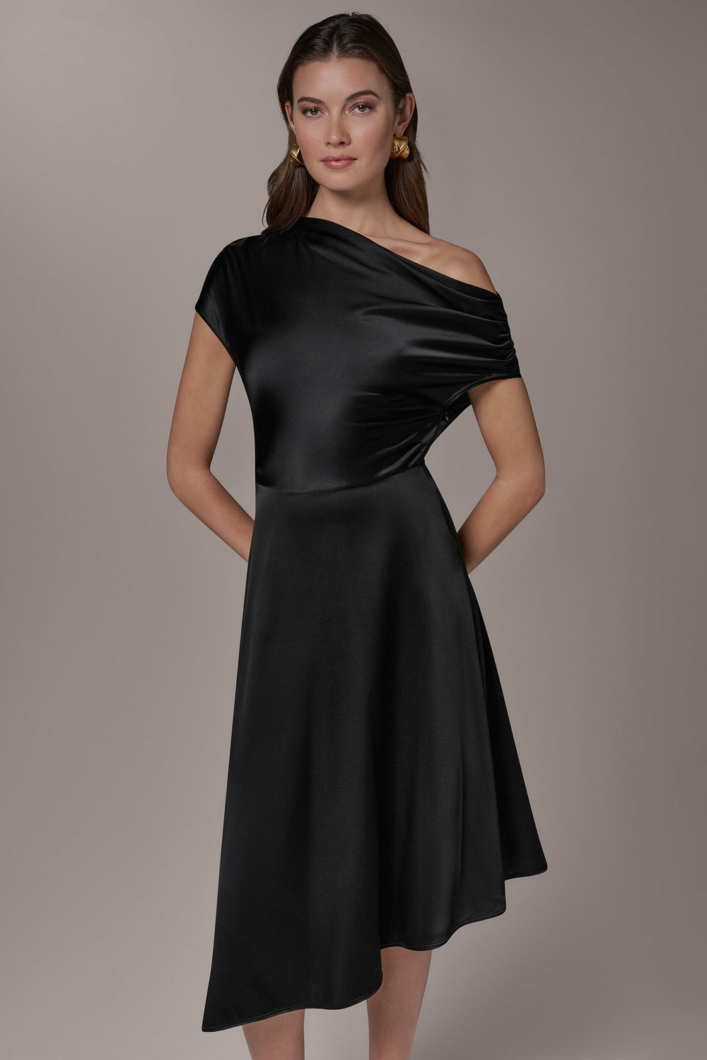 Donna Karan | SILK-CHARMEUSE MIDI A-LINE DRESS
