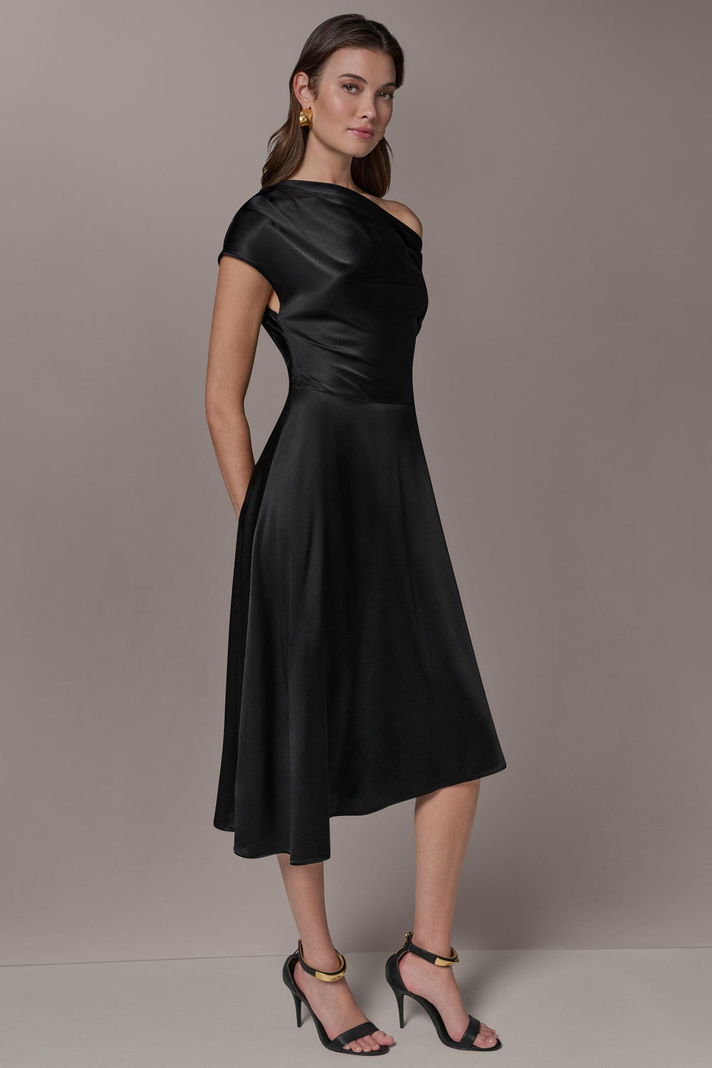 Donna Karan | SILK-CHARMEUSE MIDI A-LINE DRESS