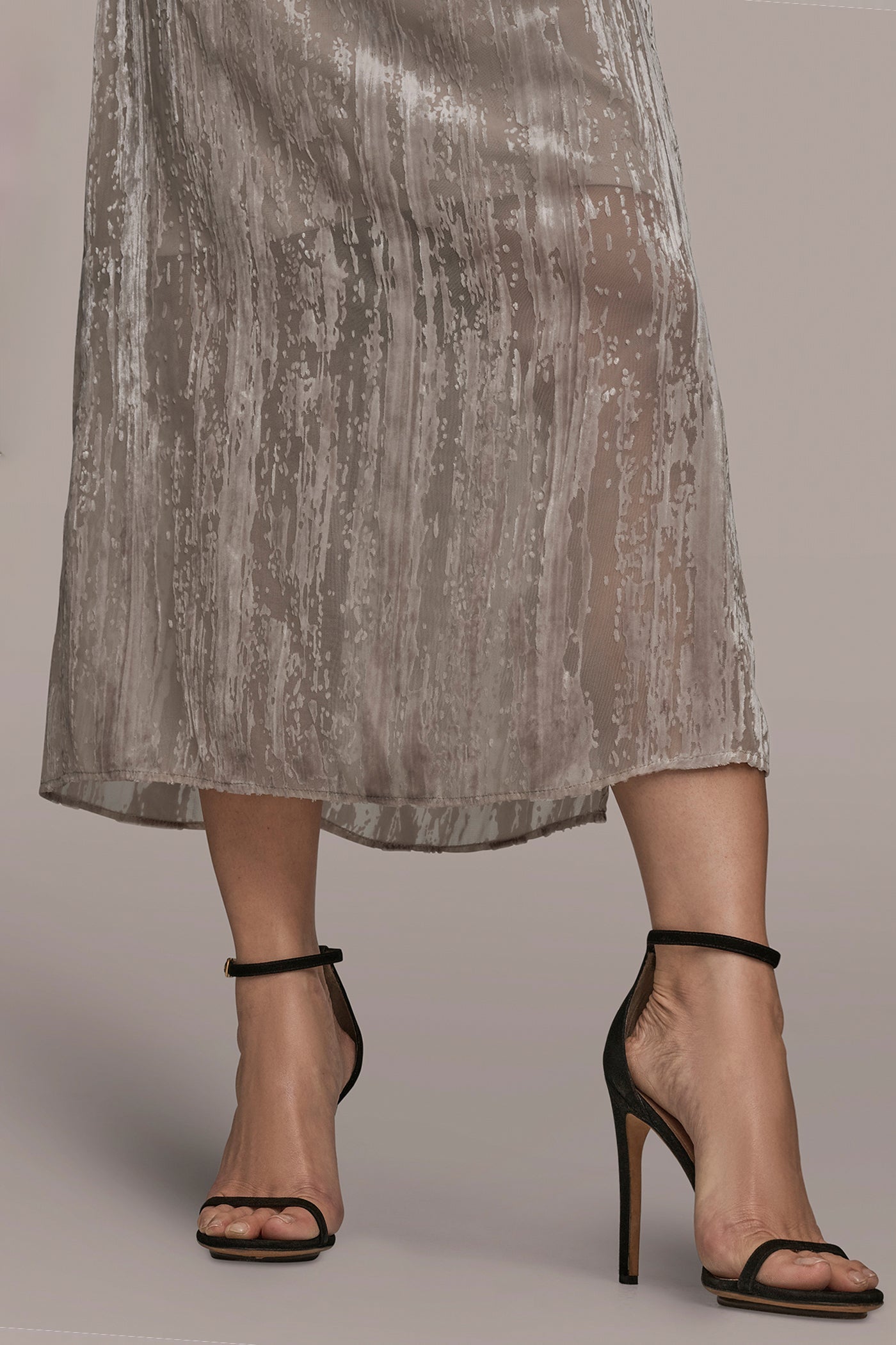 Donna Karan | SLEEVELESS COWL-NECK BURNOUT MIDI DRESS