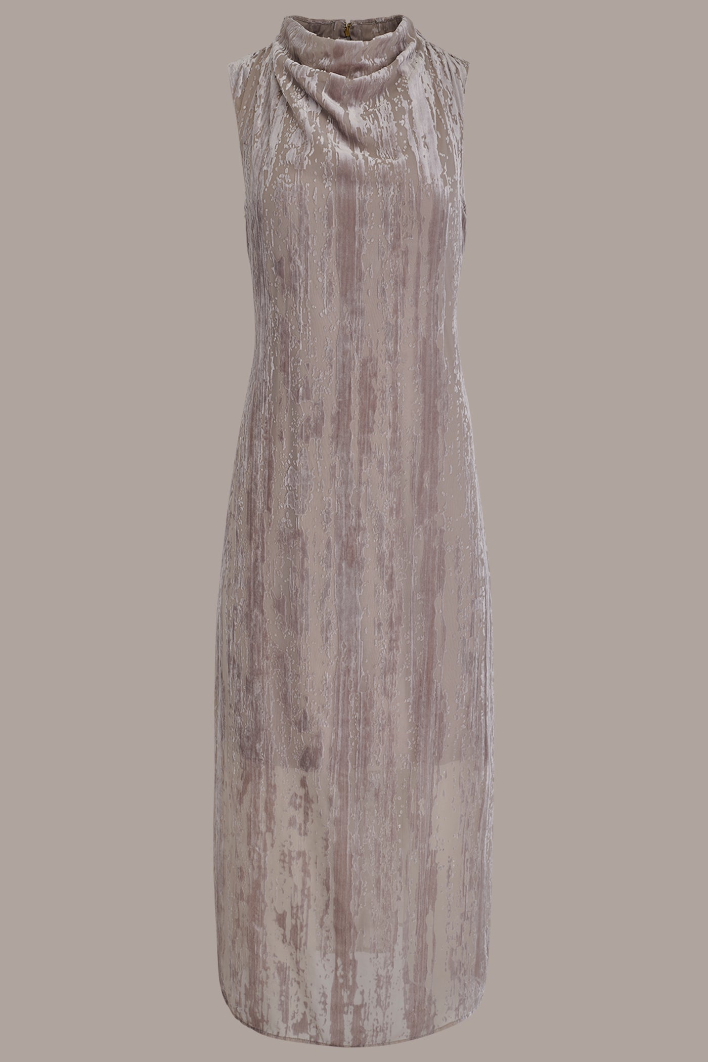 Donna Karan | SLEEVELESS COWL-NECK BURNOUT MIDI DRESS