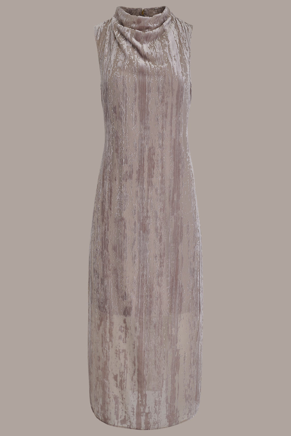 Donna Karan | SLEEVELESS COWL-NECK BURNOUT MIDI DRESS