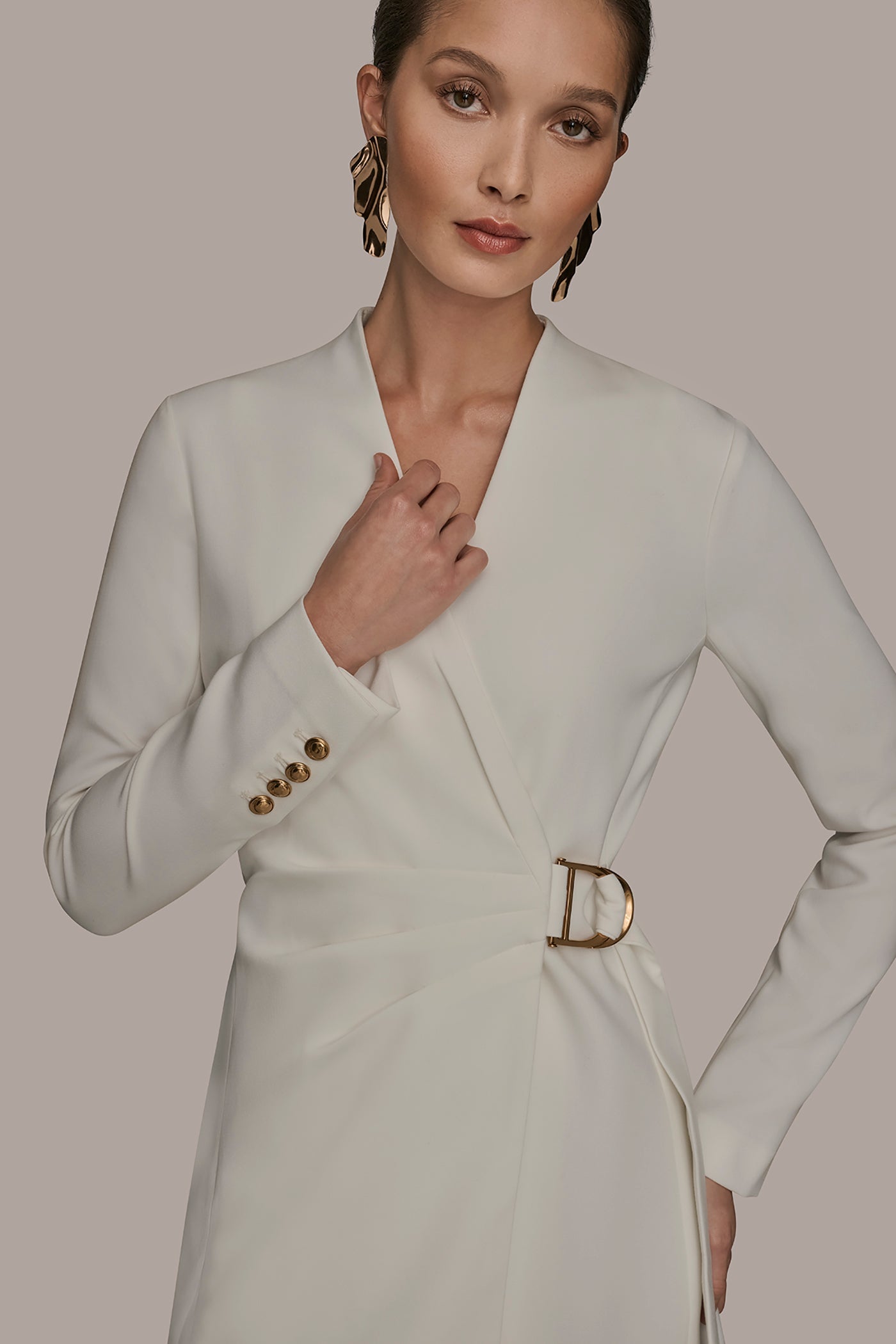 Donna Karan | LONG SLEEVE MINI WRAP JACKET DRESS