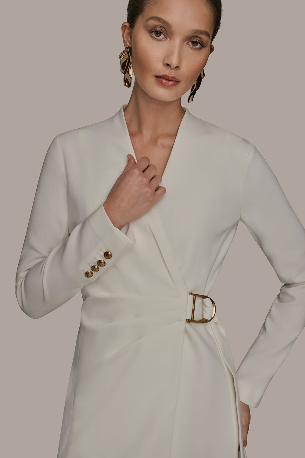 Donna Karan | LONG SLEEVE MINI WRAP JACKET DRESS