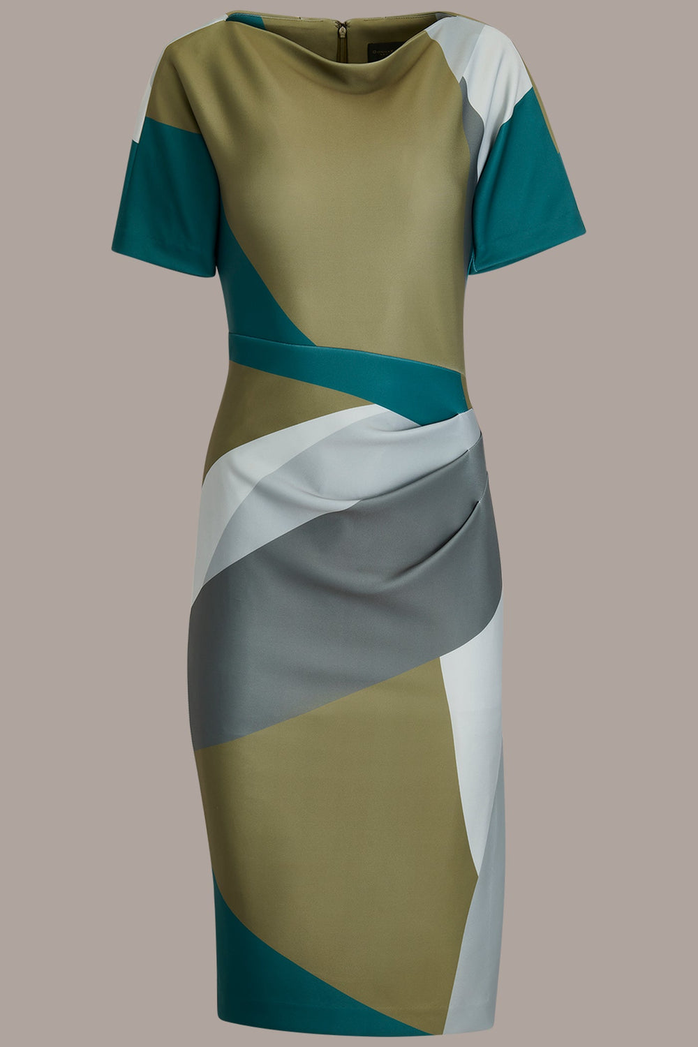 Donna Karan | SHORT SLEEVE COLOR-BLOCK MIDI SHEATH DRESS