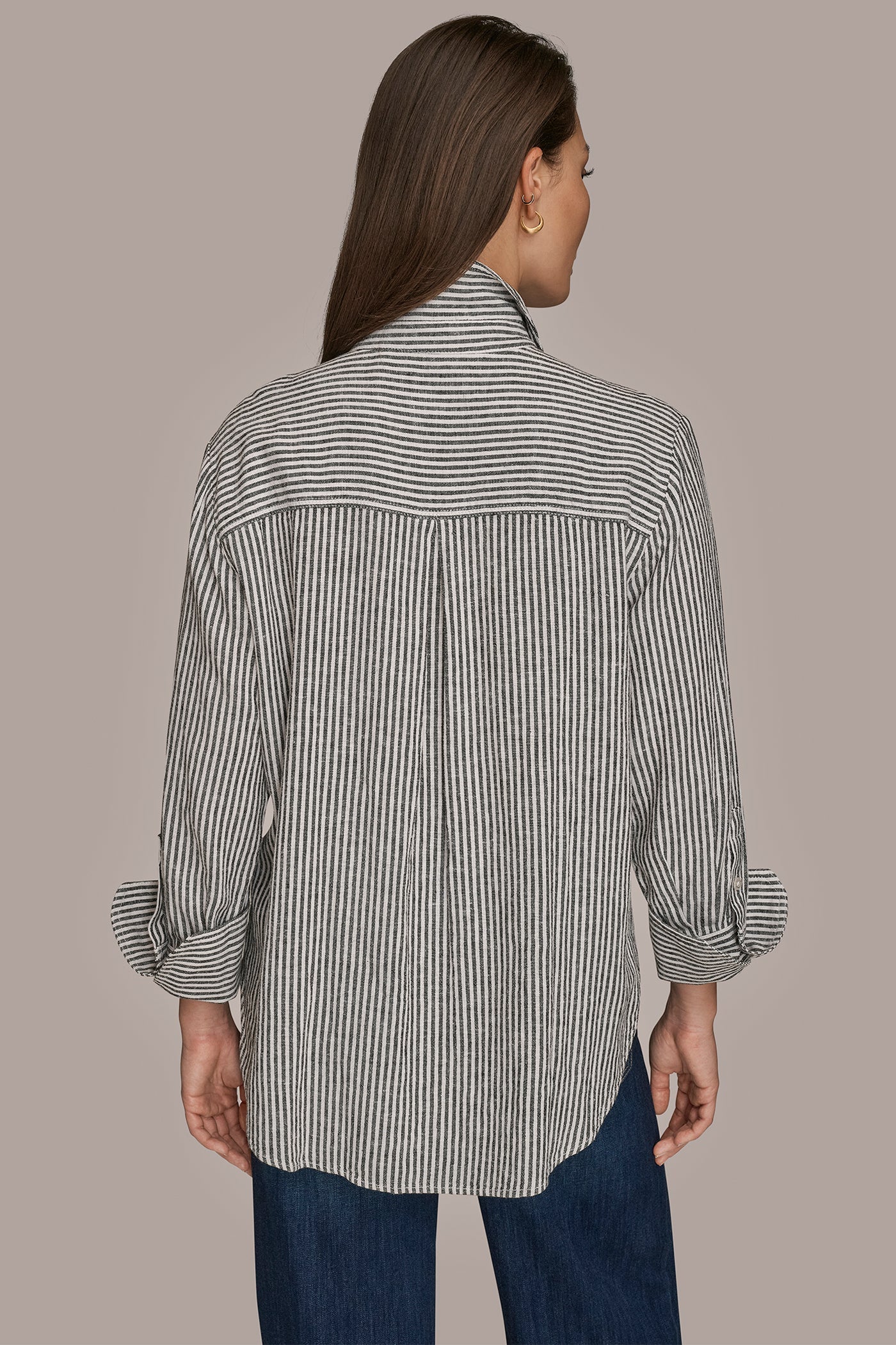 Donna Karan | LINEN-BLEND STRIPED SHIRT
