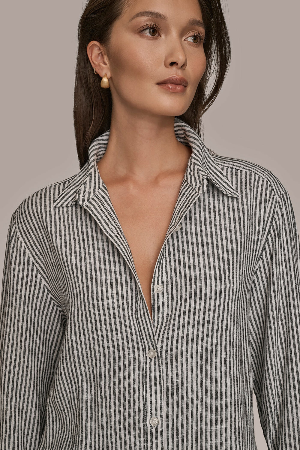 Donna Karan | LINEN-BLEND STRIPED SHIRT