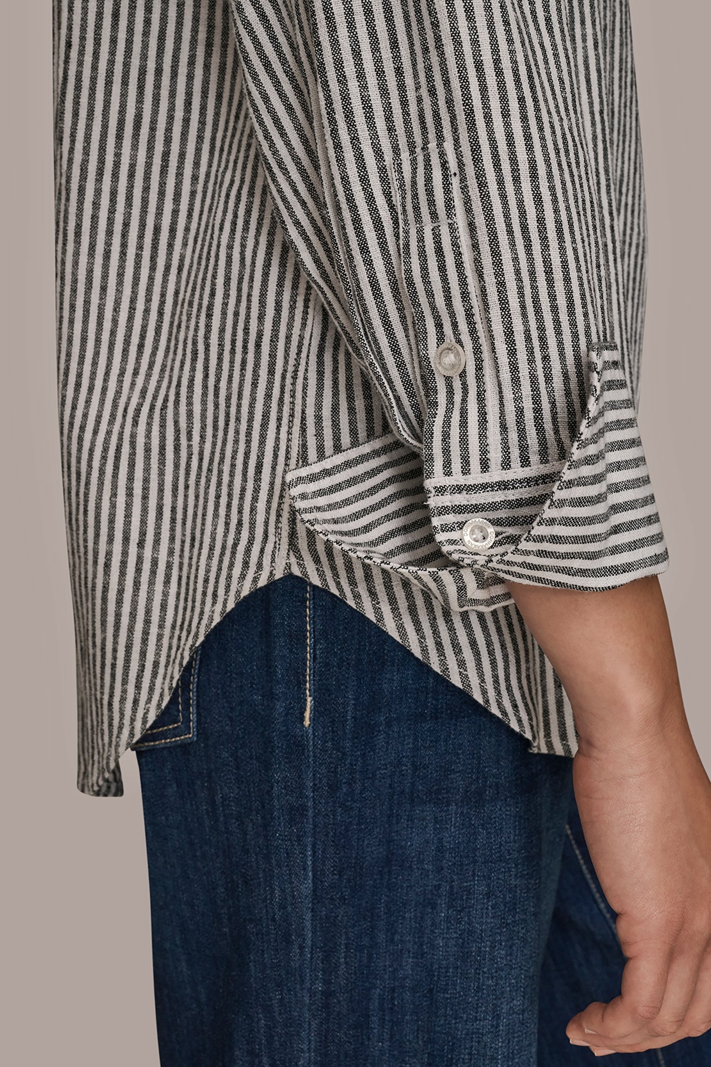 Donna Karan | LINEN-BLEND STRIPED SHIRT