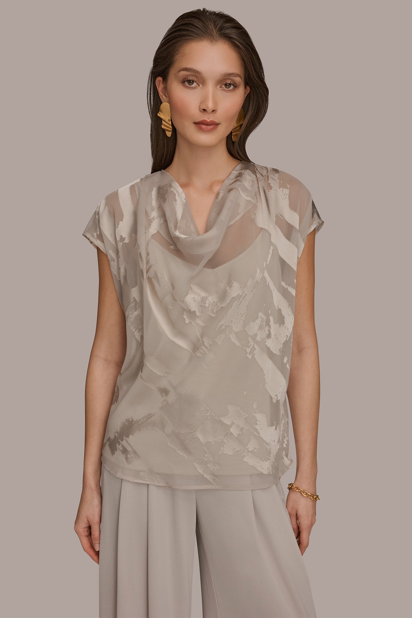 Donna Karan | SATIN ABSTRACT BURNOUT TOP