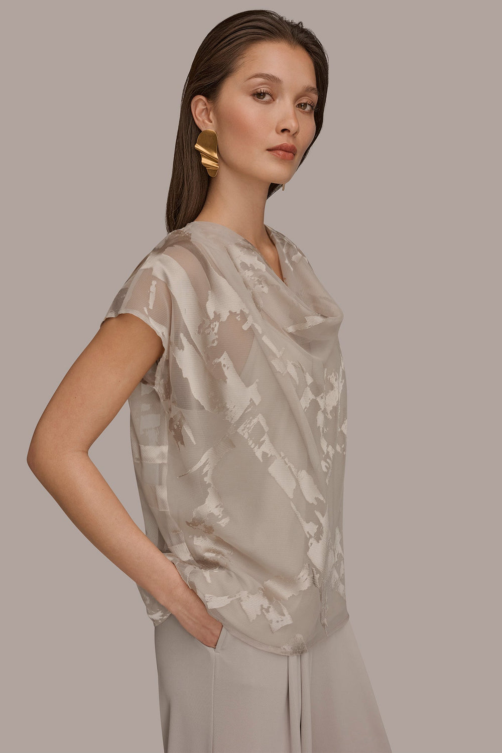 Donna Karan | SATIN ABSTRACT BURNOUT TOP