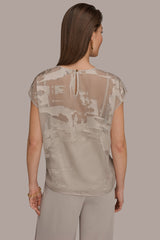 Donna Karan | SATIN ABSTRACT BURNOUT TOP