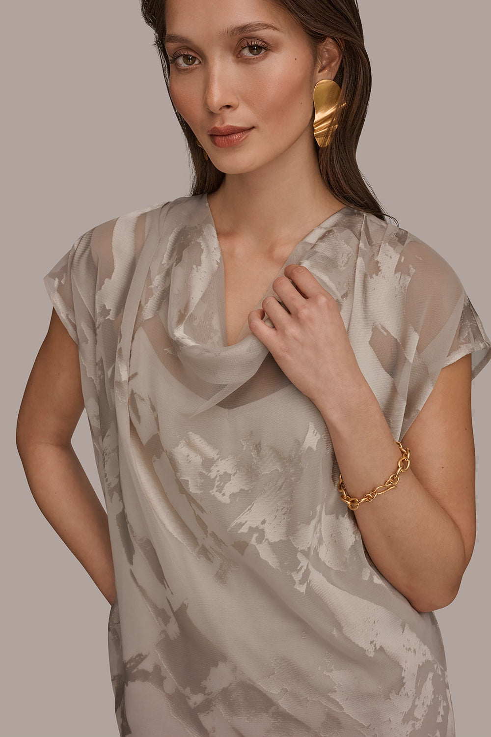 Donna Karan | SATIN ABSTRACT BURNOUT TOP