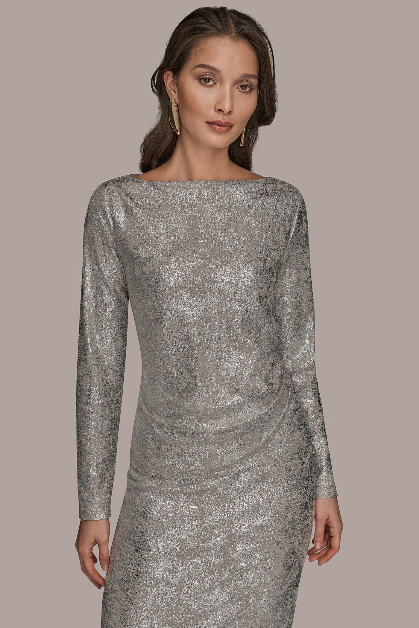 Donna Karan | LONG SLEEVE FOIL TOP