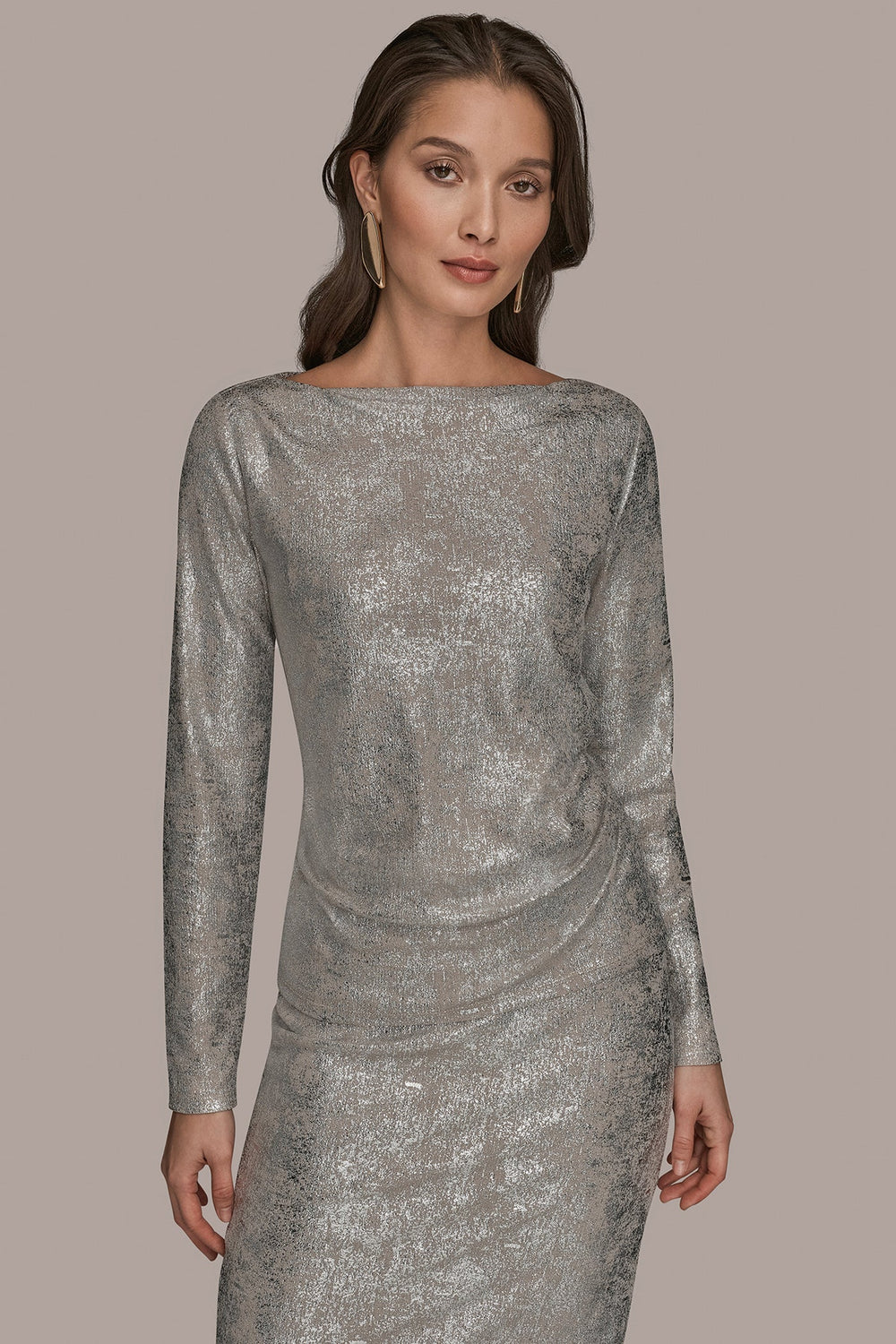 Donna Karan | LONG SLEEVE FOIL TOP