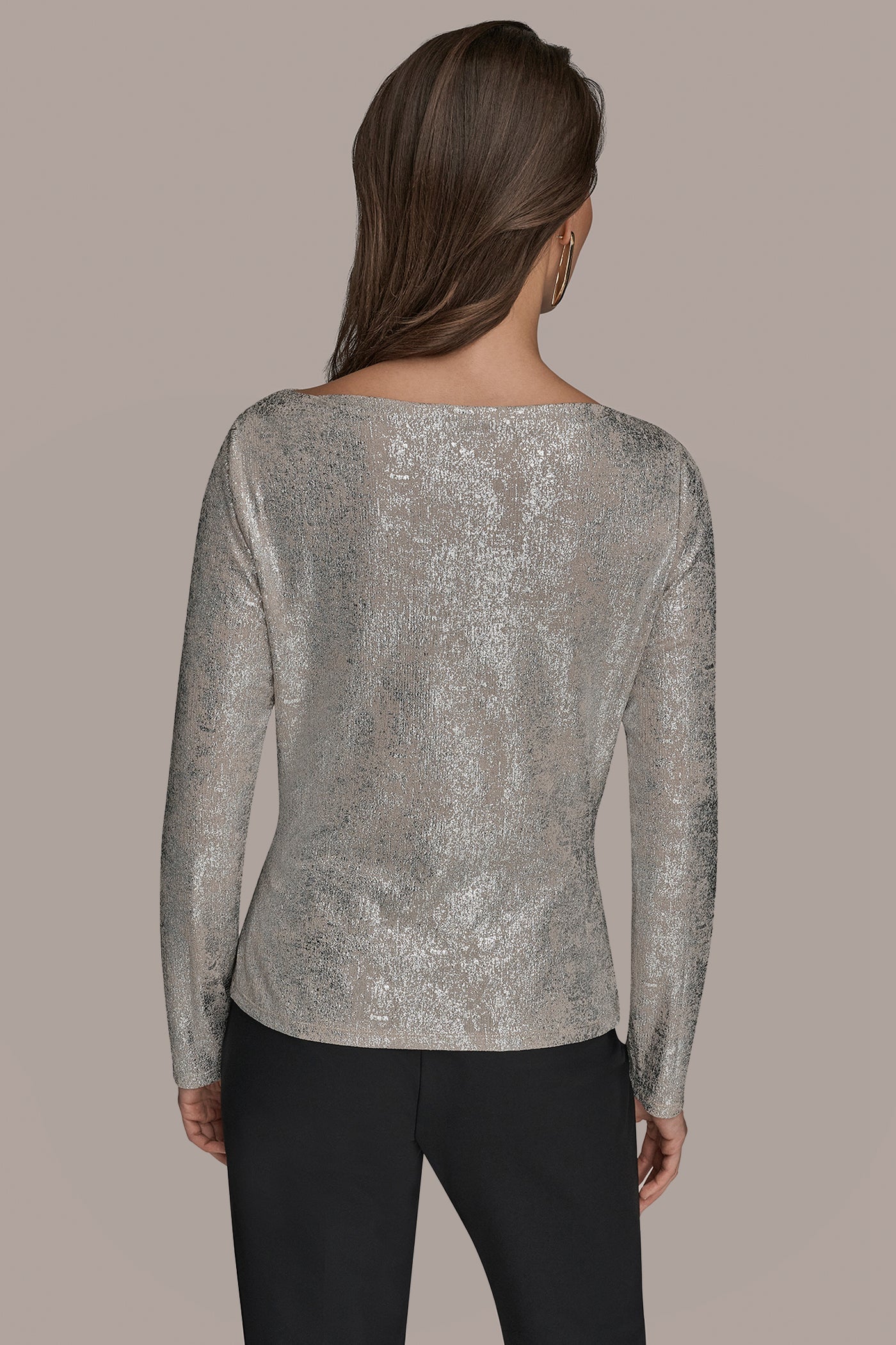 Donna Karan | LONG SLEEVE FOIL TOP