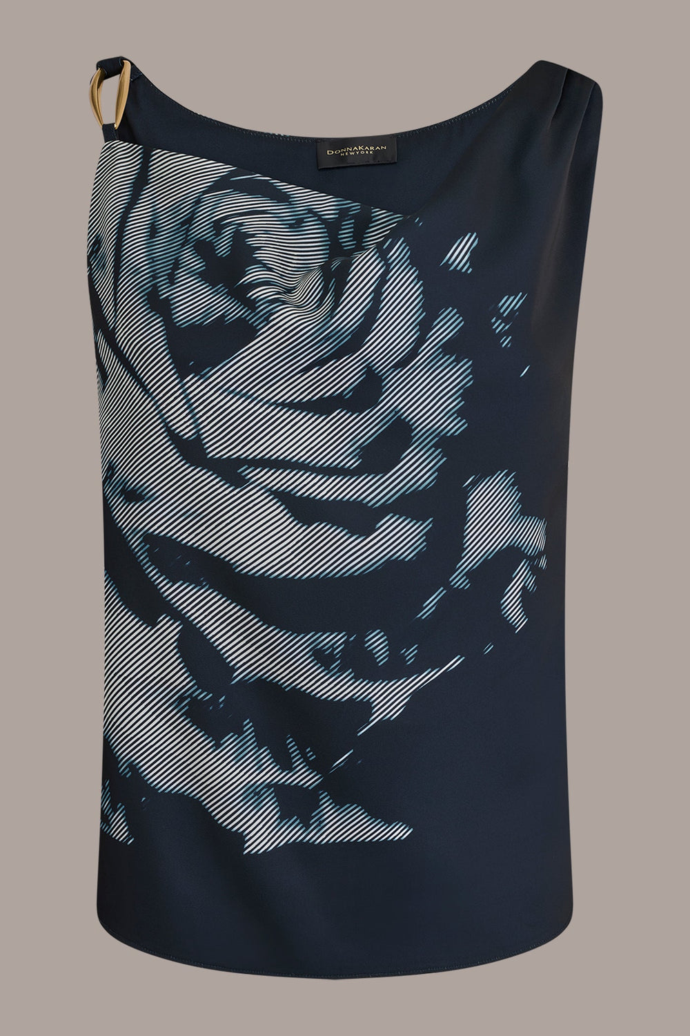 Donna Karan | FLORAL COWL-NECK CUTOUT SHOULDER CAMI