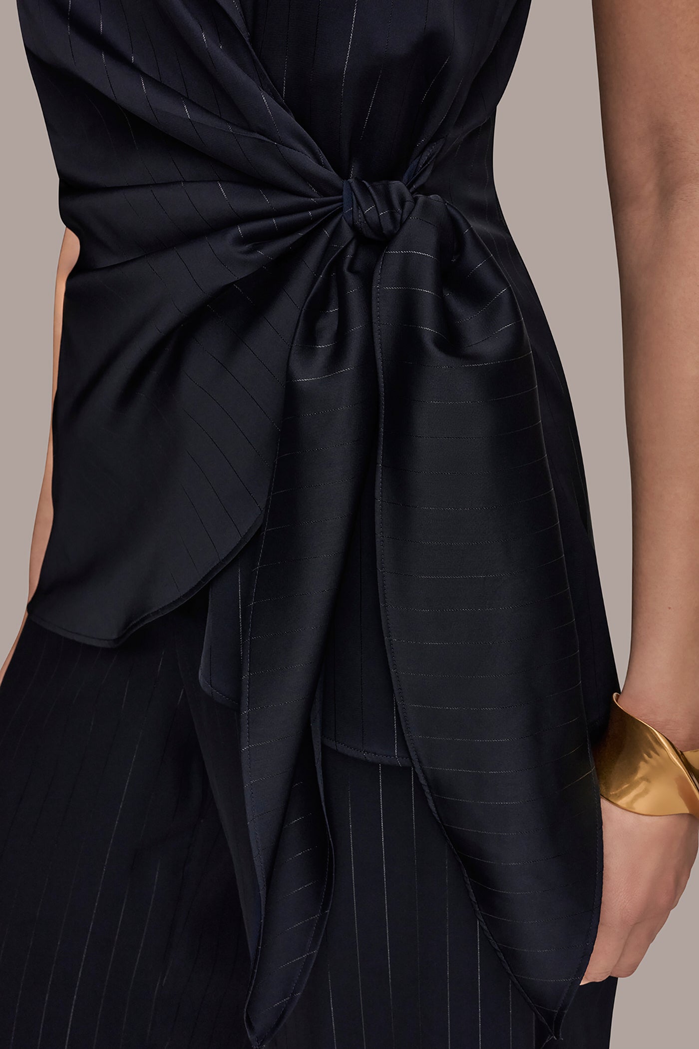 Donna Karan | PINSTRIPE FAUX WRAP TOP
