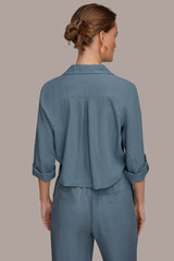 Donna Karan | LONG SLEEVE TIE-FRONT BLOUSE
