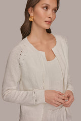 Donna Karan | POINTELLE TRIM CARDIGAN
