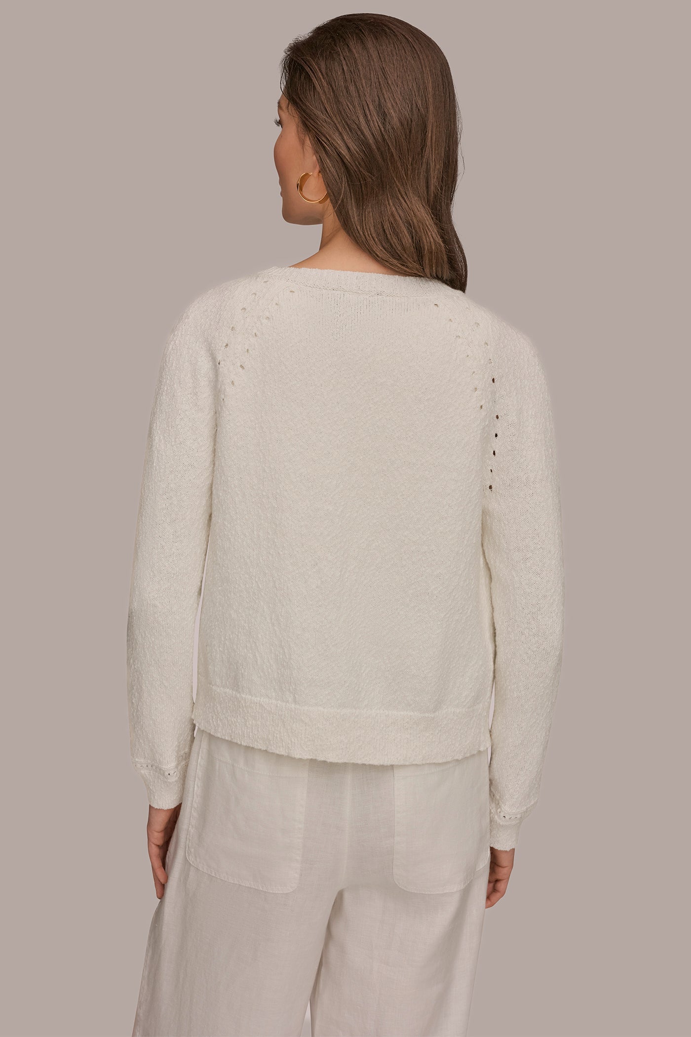 Donna Karan | POINTELLE TRIM CARDIGAN
