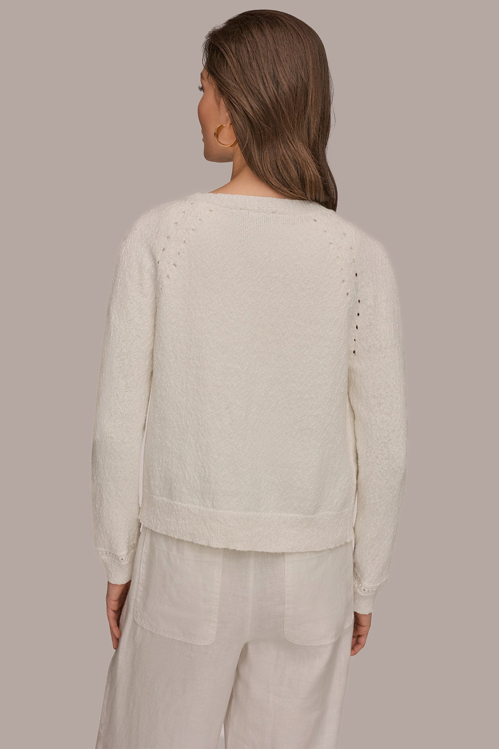 Donna Karan | POINTELLE TRIM CARDIGAN