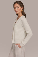 Donna Karan | POINTELLE TRIM CARDIGAN