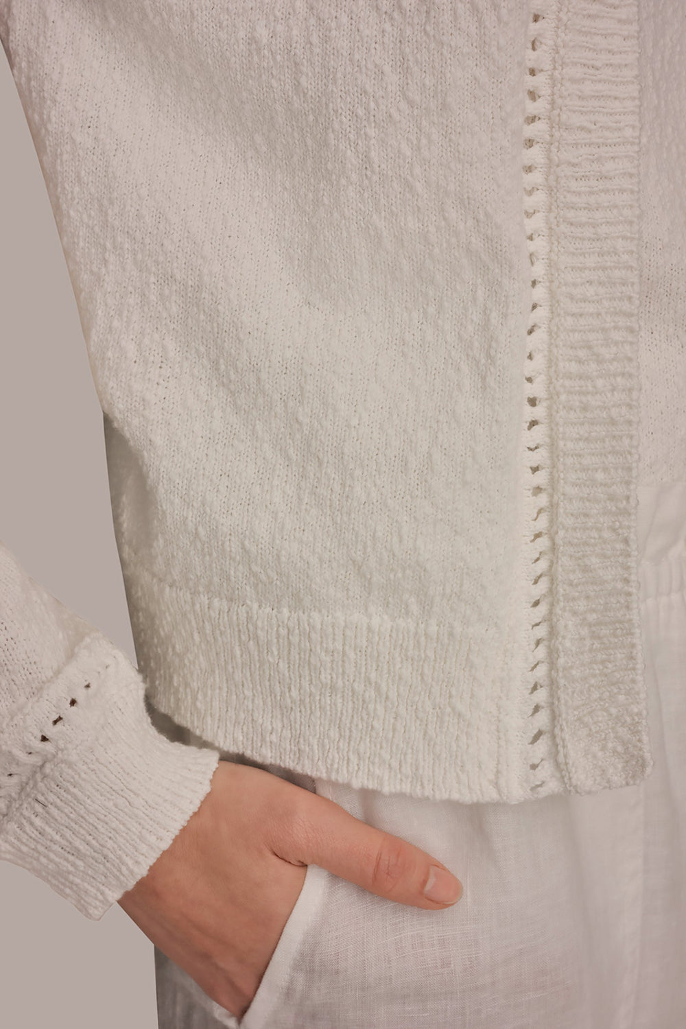 Donna Karan | POINTELLE TRIM CARDIGAN