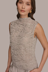 Donna Karan | METALLIC RUCHED SWEATER