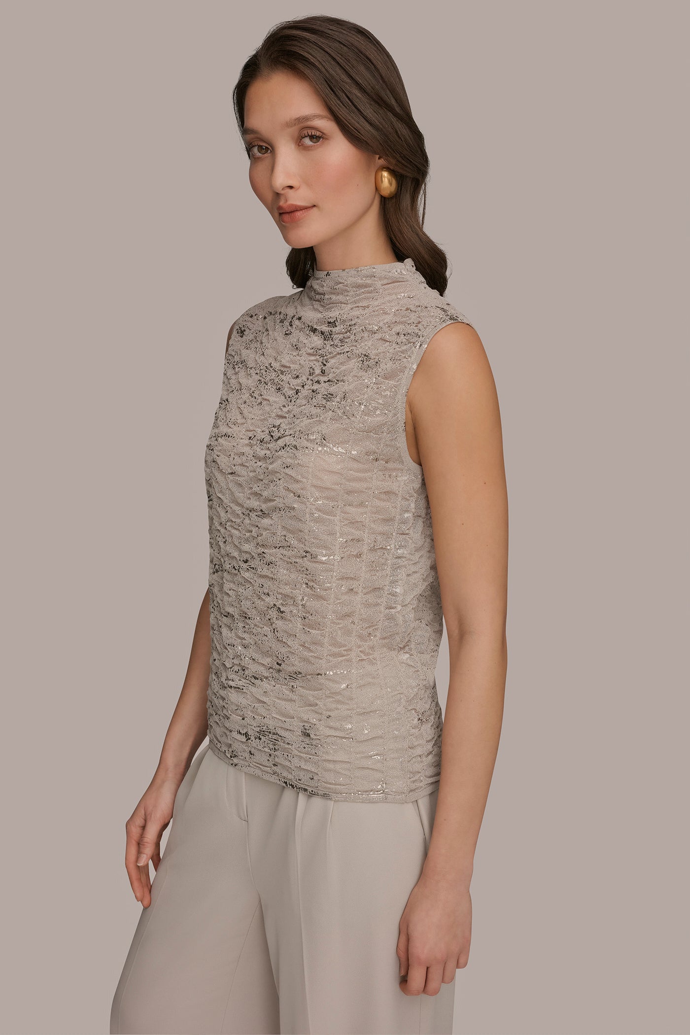Donna Karan | METALLIC RUCHED SWEATER